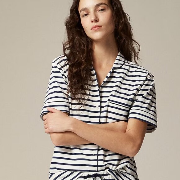 J. Crew Other - J. Crew Women's Dreamy cotton-blend short-sleeve top pajama in stripe Small